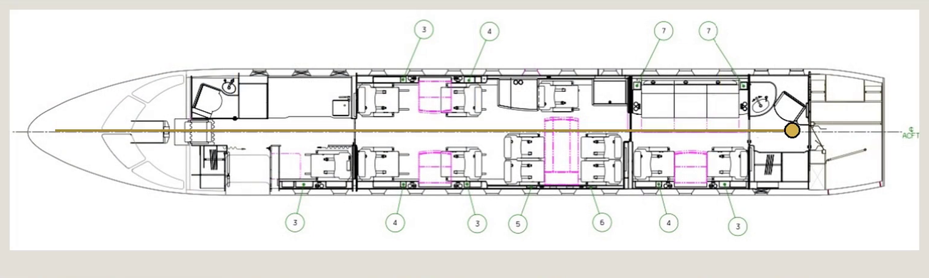2010 Bombardier Global XRS cabin layout