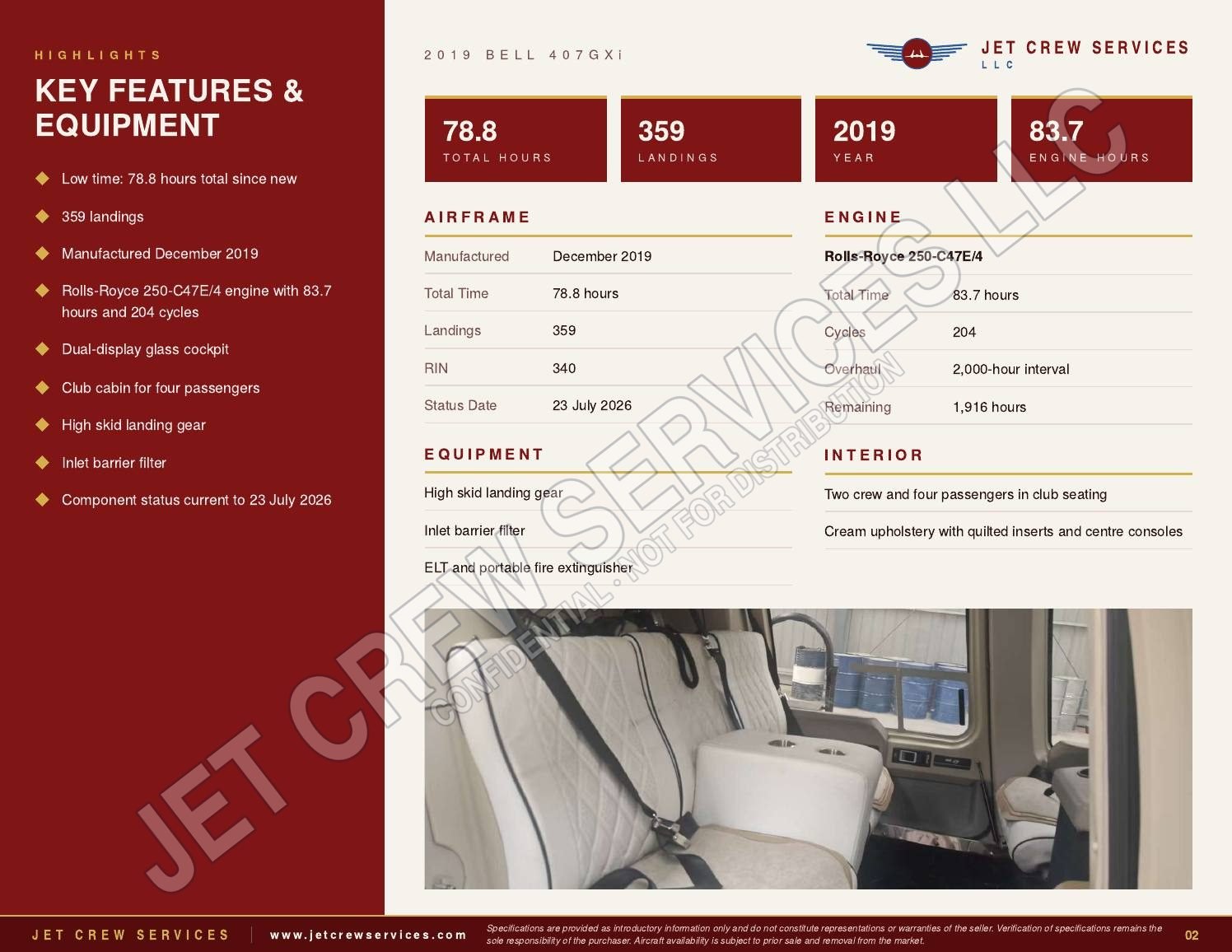 2019 Bell 407GXi specification, page 2 of 7