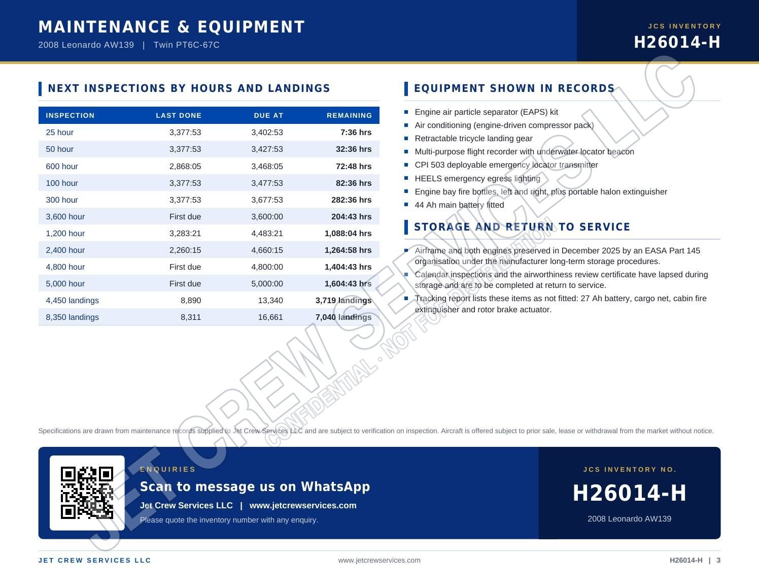 2008 Leonardo AW139 specification, page 3 of 3