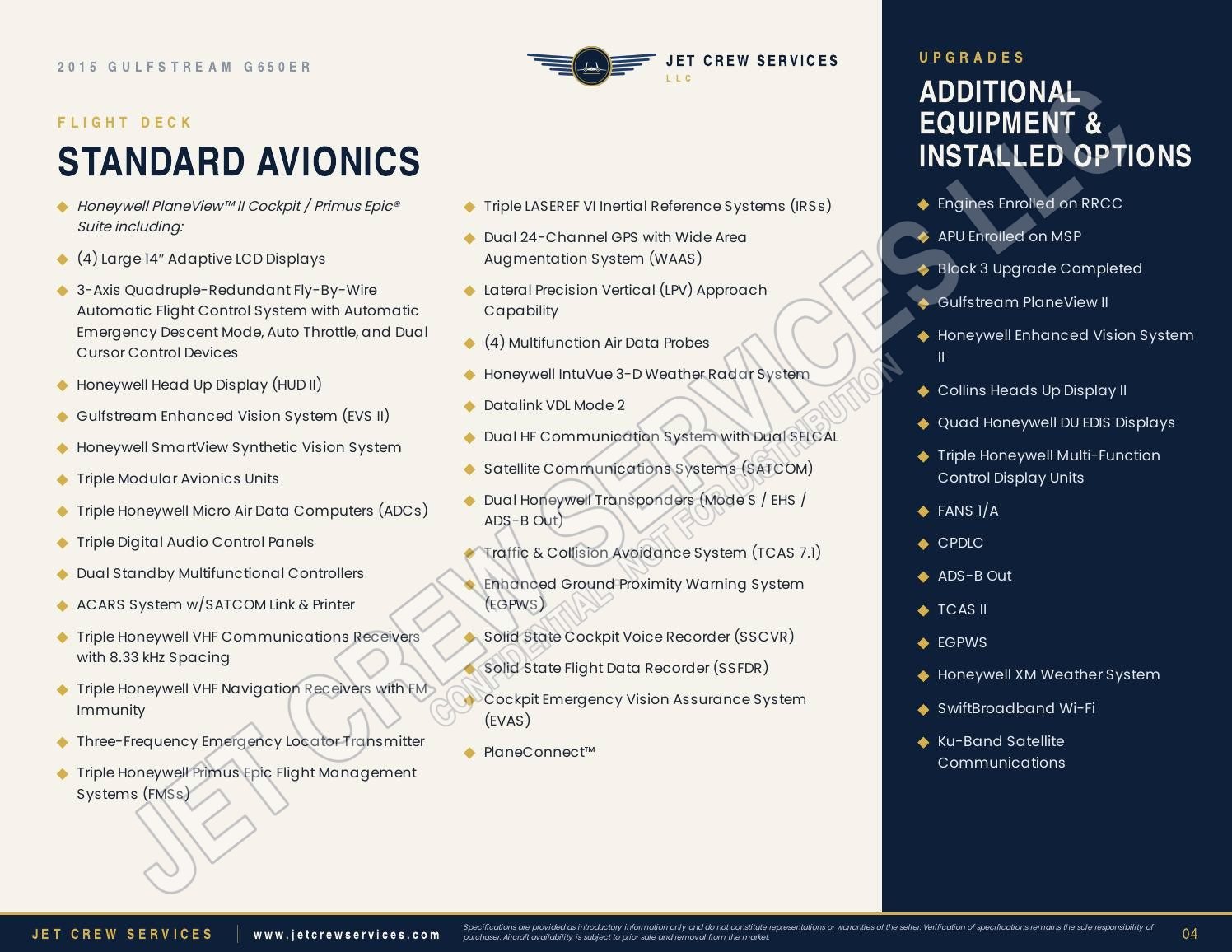 2015 Gulfstream G650ER specification, page 4 of 11