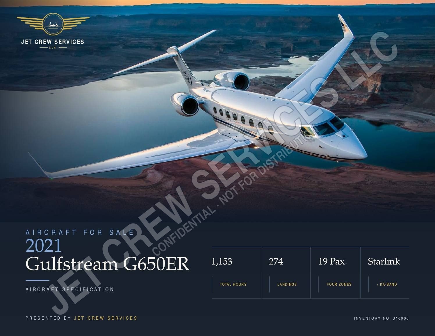 2021 Gulfstream G650ER specification, page 1 of 10