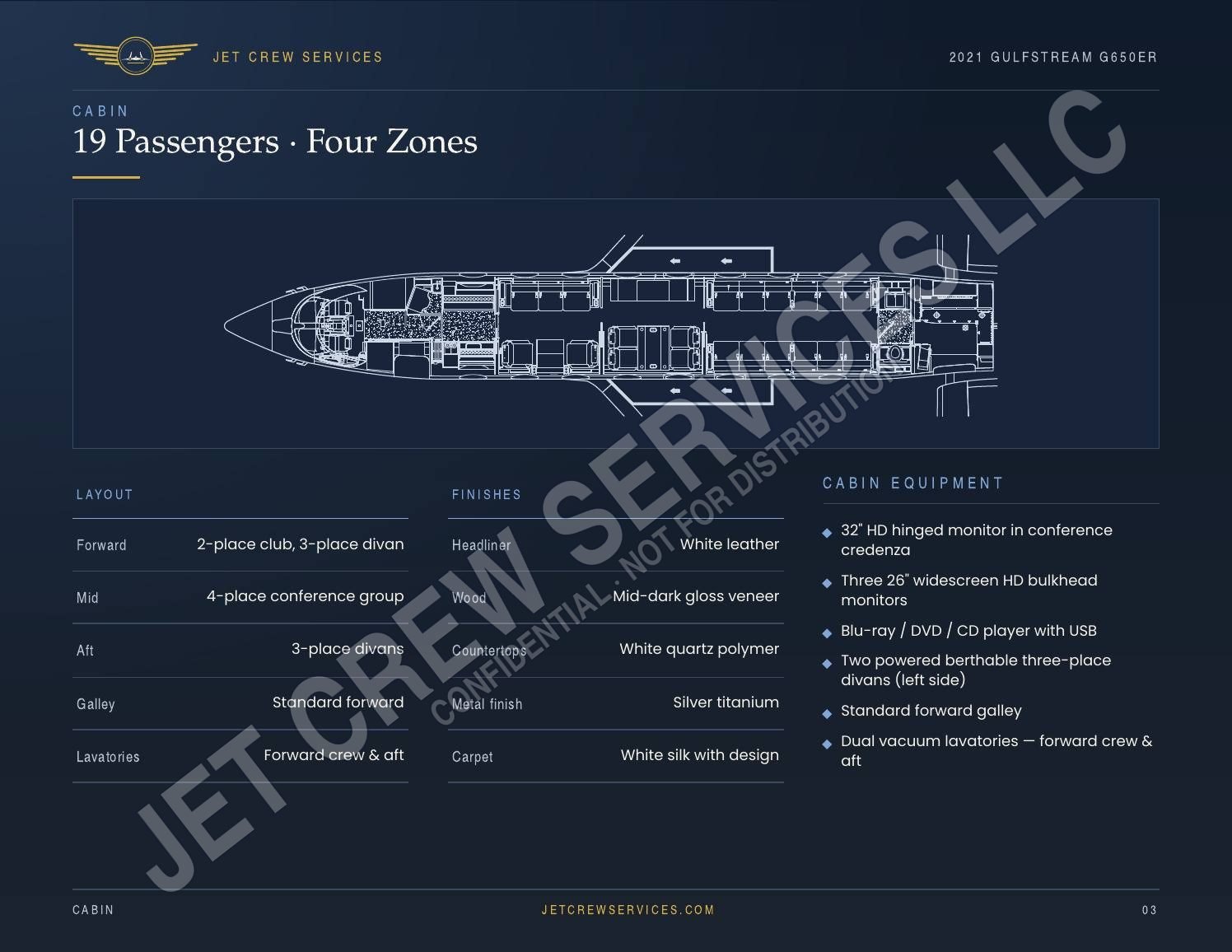2021 Gulfstream G650ER specification, page 3 of 10