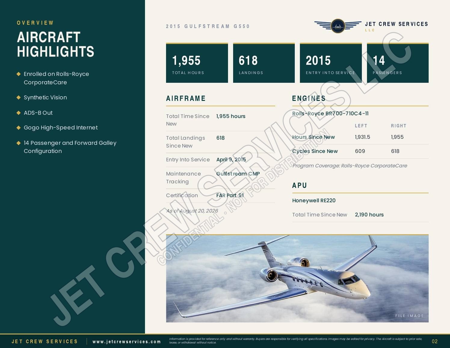 2015 Gulfstream G550 specification, page 2 of 11