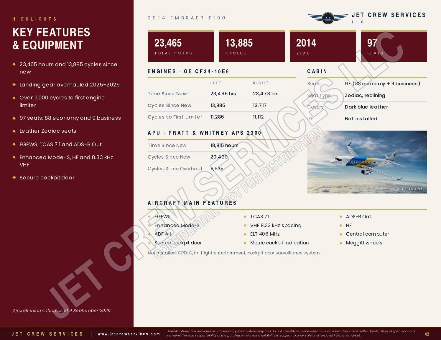 2014 Embraer E190 specification, page 2 of 4