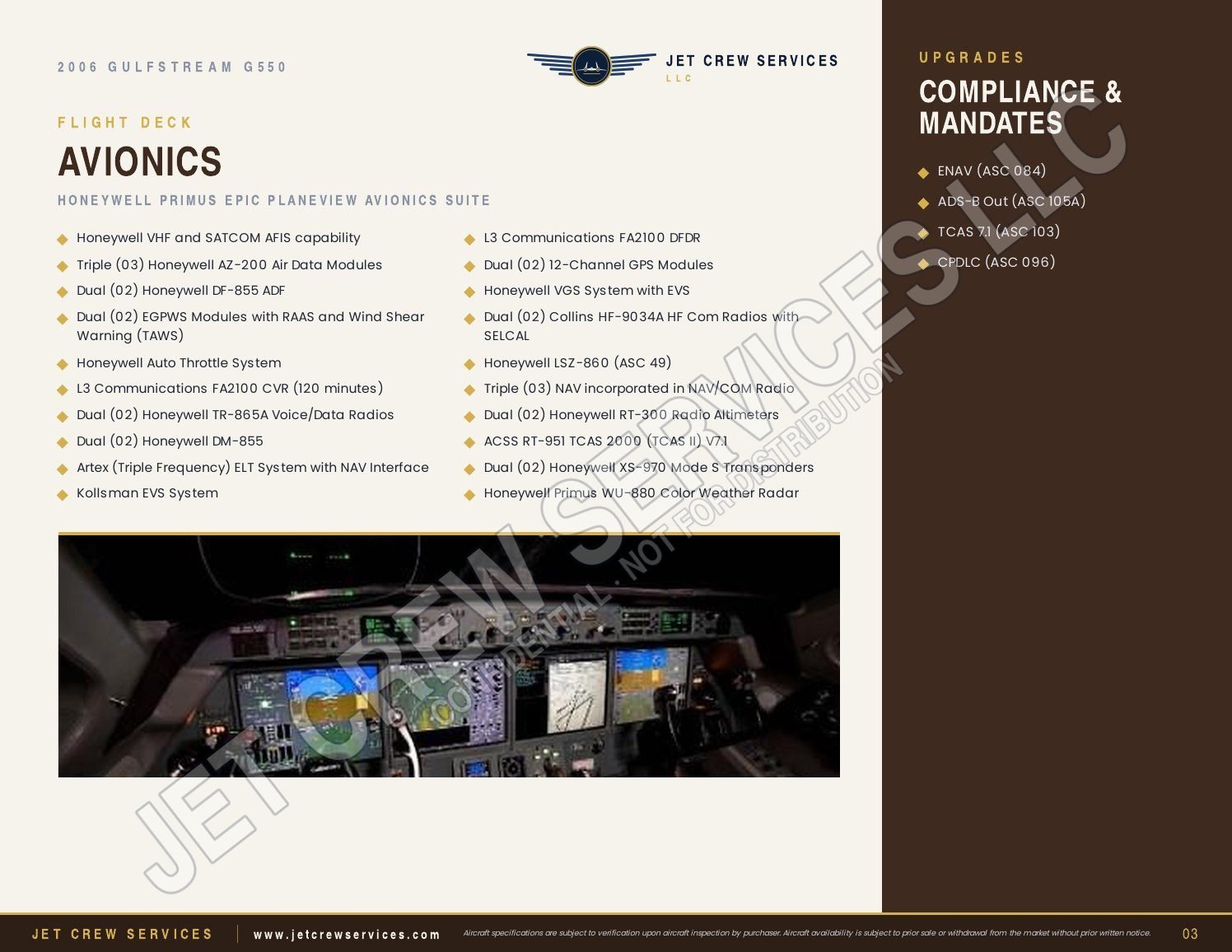 2006 Gulfstream G550 specification, page 3 of 9